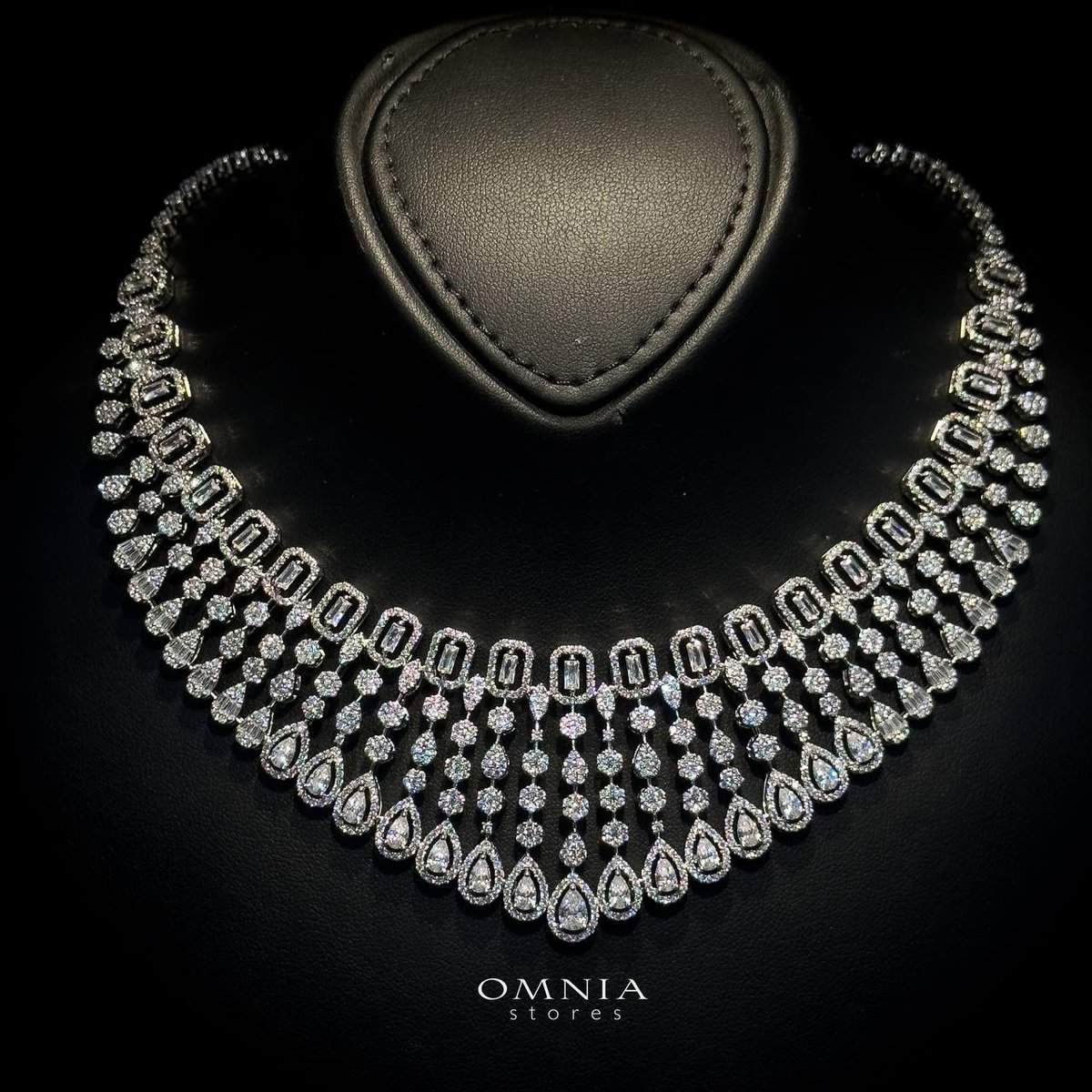 Omnia Latifa Bridal Full Set Accessories in High Quality Zircon Stone Rhodium Plated(18 size only available in ksa) - Image 3