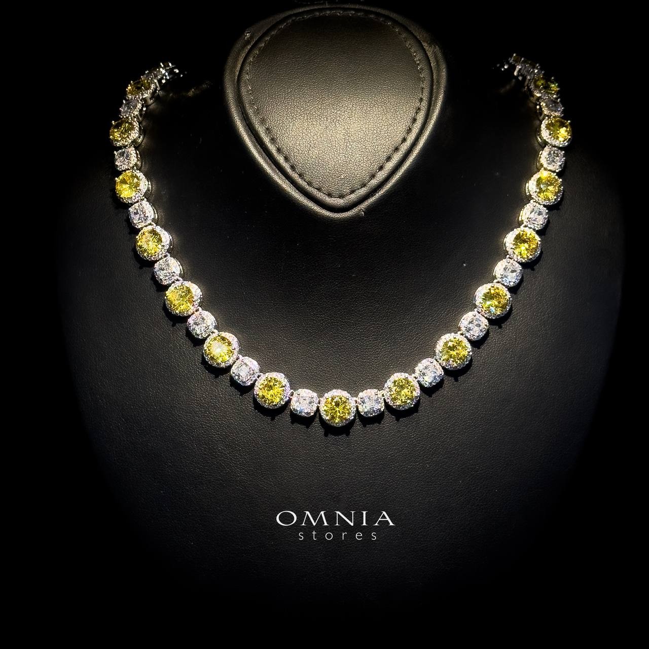 Omnia Lilian Yellow Bridal Full Set in High Quality Simulated Diamonds Rhodium Plated - Image 2