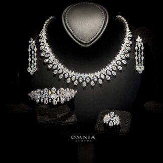 Omnia Sofia White Luxury Bridal Full Set in High Quality Rhodium Plated Zircon Stones