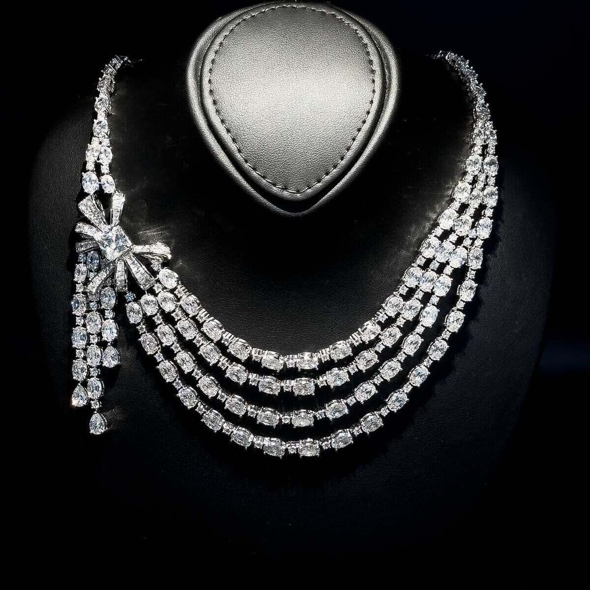 Omnia Mawada White Luxury Bridal Full Set in High Quality Zircon Stone Rhodium Plated - Image 2
