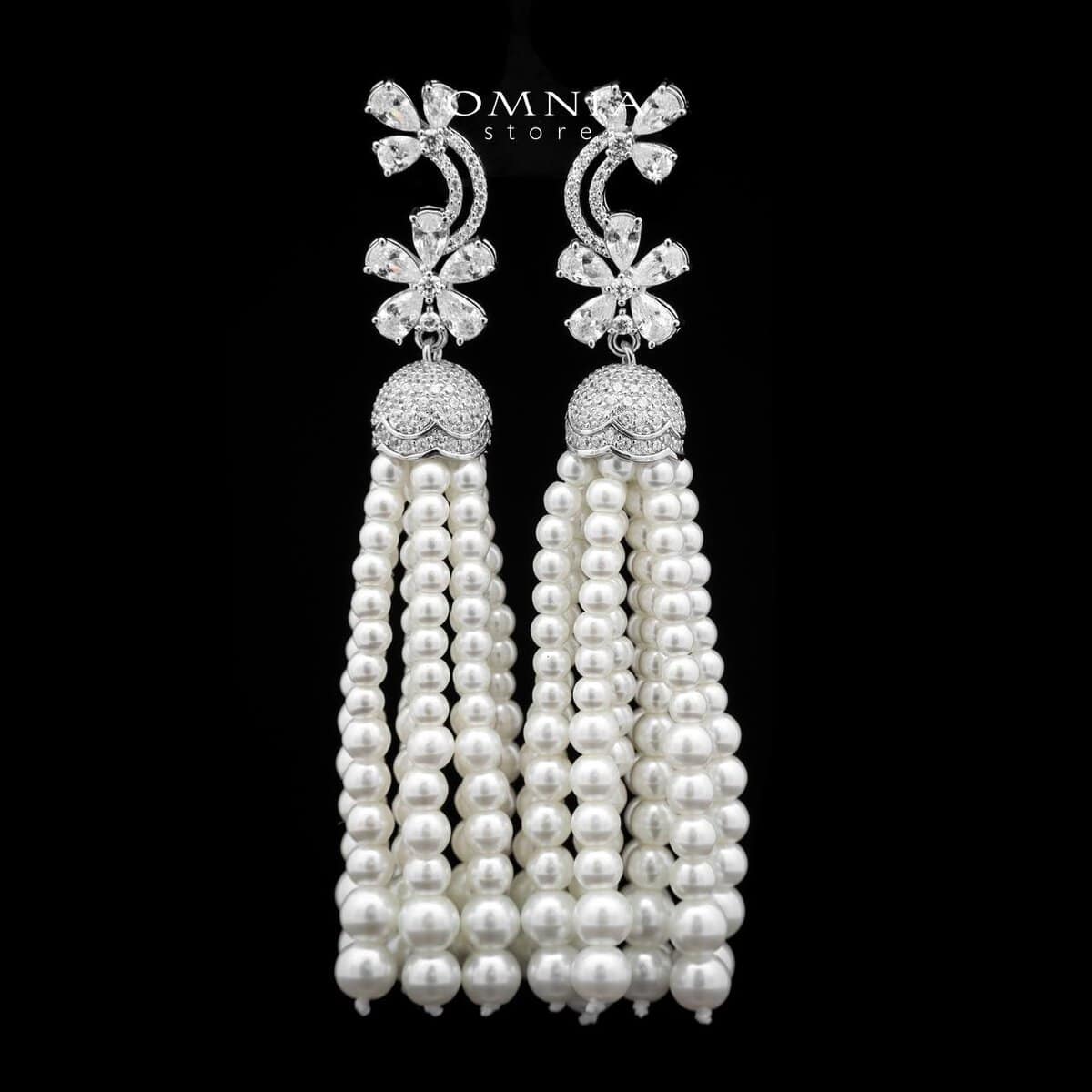 Omnia Sahar Multi-Layer Pearl Bridal Full Set with High Quality Simulated Diamond - Image 4