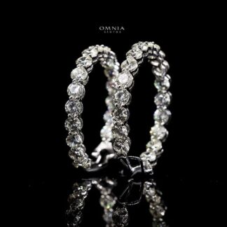 Omnia Yara Large Hoop Earrings 92.5 Silver In High Quality Simulated diamonds
