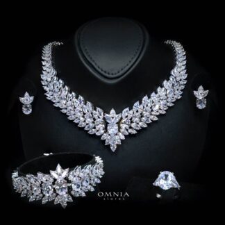 Omnia Buthaina Pure White Luxury Bridal Full Set High Quality Simulated Diamonds