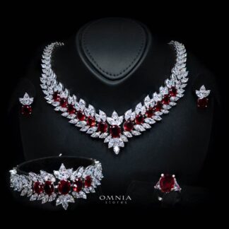 Omnia Buthaina Red Bridal Full Set High Quality Simulated Diamonds