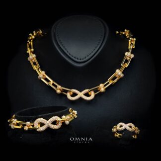 Omnia Infinity Chains Bridal Full Set with High-Quality Simulated Diamonds Gold Plated