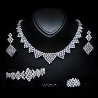 Omnia Amaya White Luxury Bridal Full Set in High Quality Zircon Stone Rhodium Plated