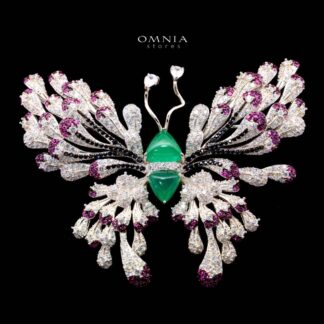 Omnia Omara Butterfly Brooch in 92.5 Pure Silver Tarnish Resistant Plating