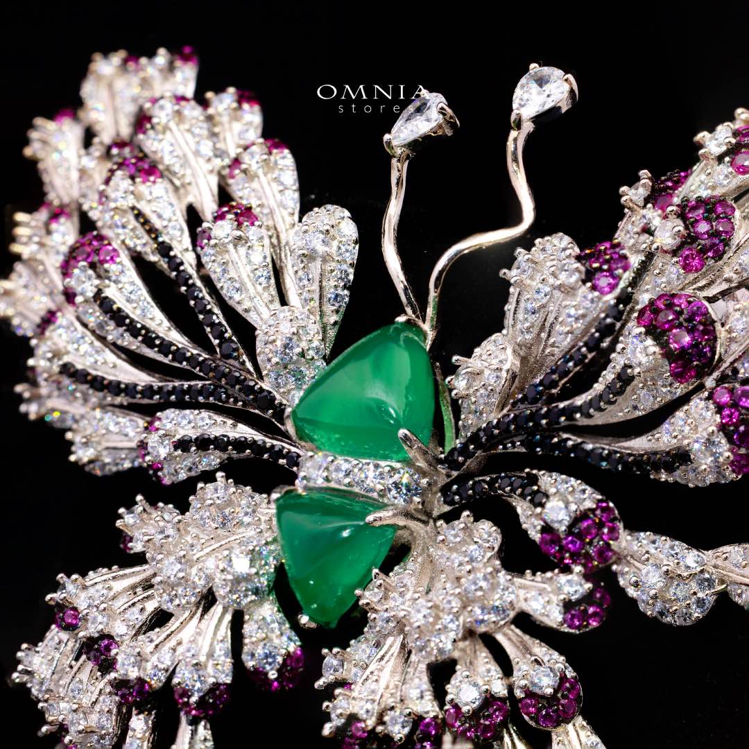 Omnia Omara Butterfly Brooch in 92.5 Pure Silver Tarnish Resistant Plating - Image 2