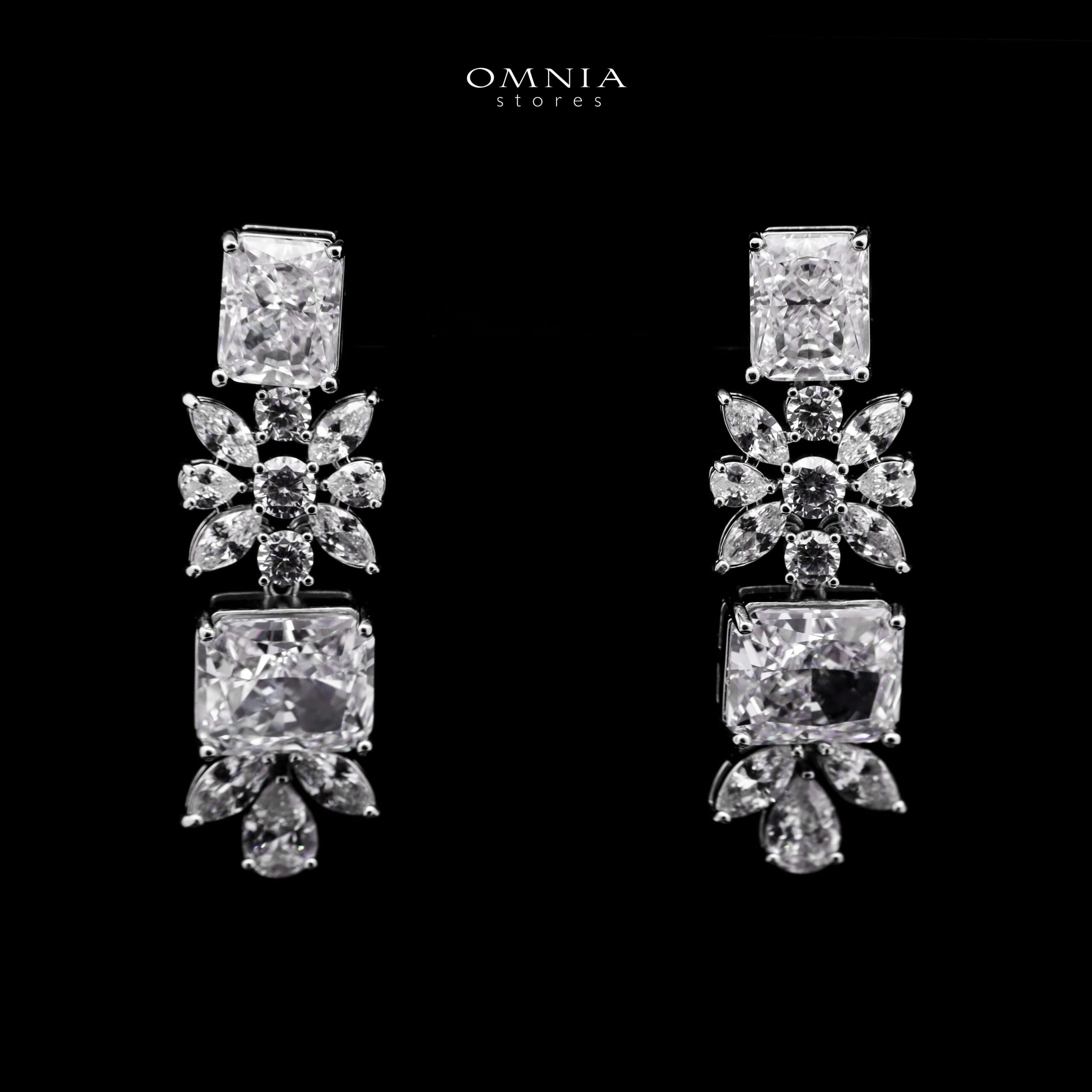 Omnia Charlotte Pure White Bridal Full Set with Emerald and Pear-Cut High-Quality Simulated Diamonds Rhodium Plated - Image 4