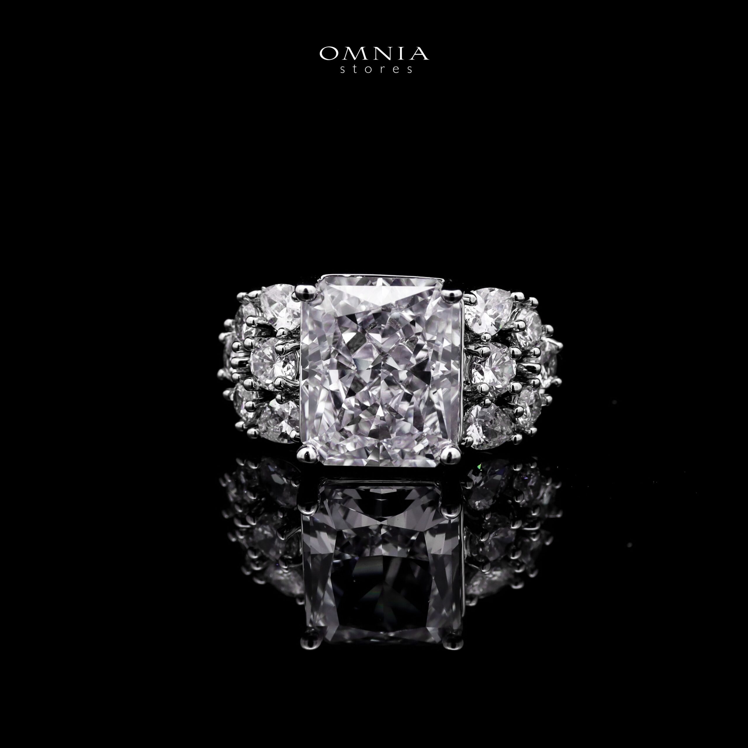 Omnia Charlotte Pure White Bridal Full Set with Emerald and Pear-Cut High-Quality Simulated Diamonds Rhodium Plated - Image 6