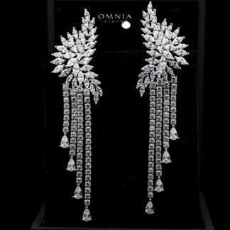 Omnia Aurora Luxe Waterfall Earrings in 925 Silver with Pear and Marquise-Cut High-Quality Simulated Diamonds