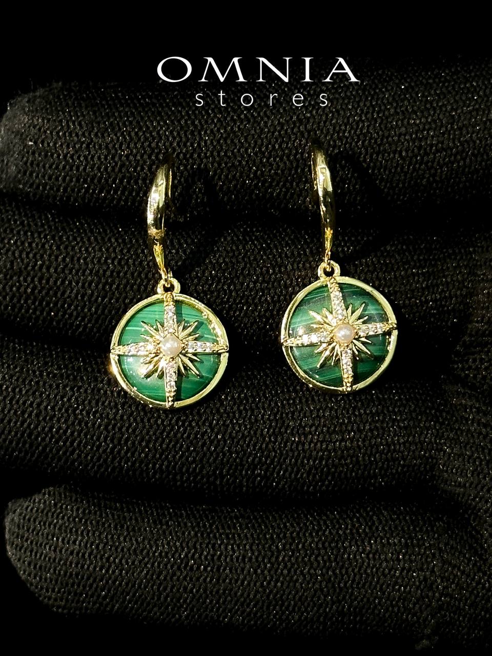 Omnia Afiya Earring in malachite Stone in High Quality Zircon Stone in Rhodium Plated - Image 5