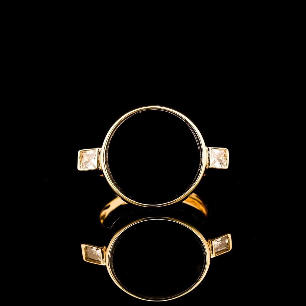 Omnia Fatima Ring In Black Agate Stone in High Quality Zircon Stone in Rhodium Plated - Image 6