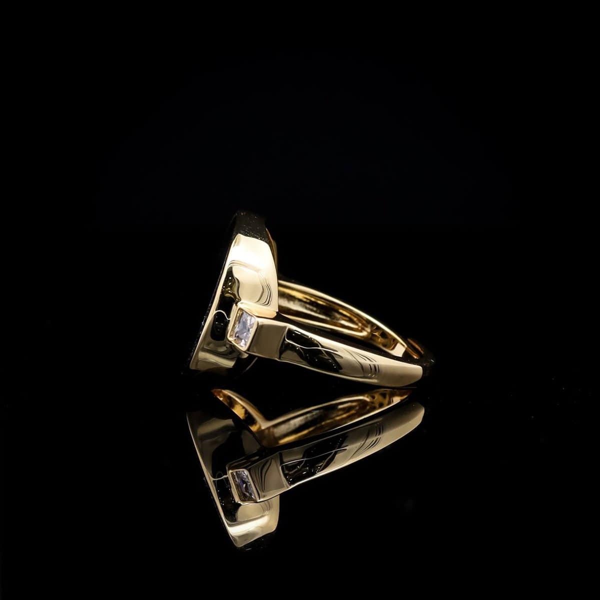 Omnia Fatima Ring In Black Agate Stone in High Quality Zircon Stone in Rhodium Plated - Image 2