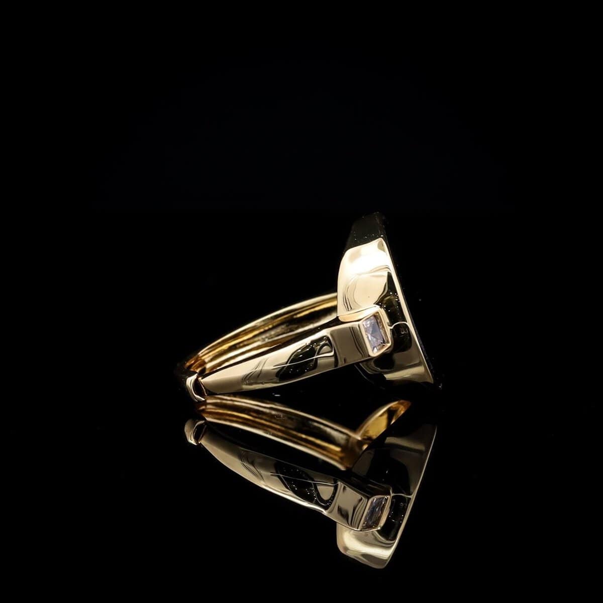 Omnia Fatima Ring In Black Agate Stone in High Quality Zircon Stone in Rhodium Plated - Image 3