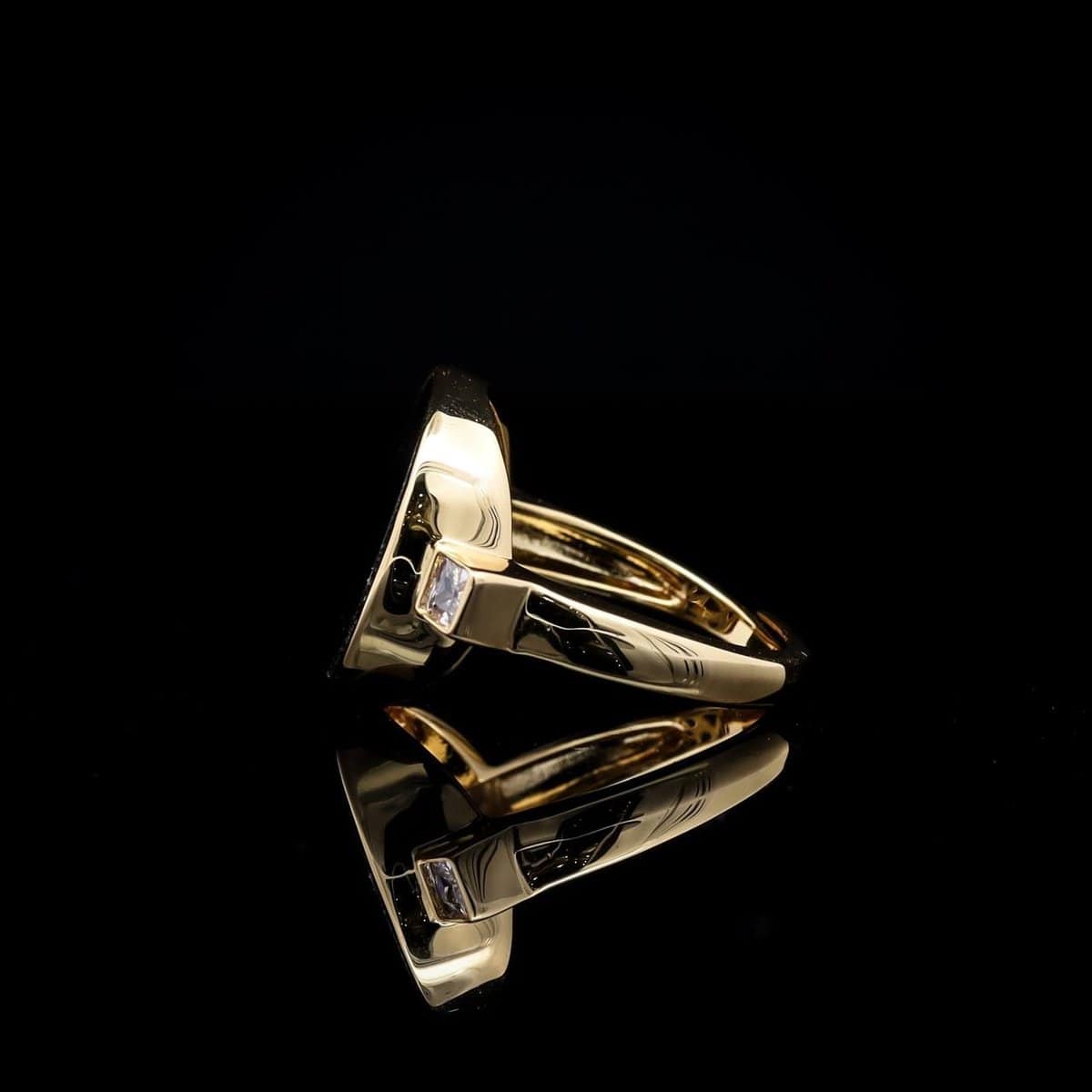 Omnia Fatima Ring In Black Agate Stone in High Quality Zircon Stone in Rhodium Plated - Image 4