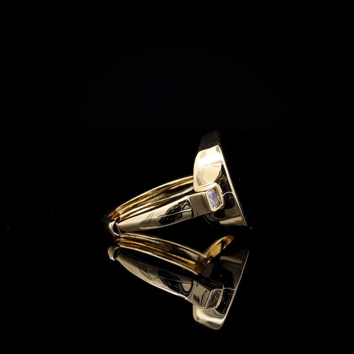 Omnia Fatima Ring In Black Agate Stone in High Quality Zircon Stone in Rhodium Plated - Image 5