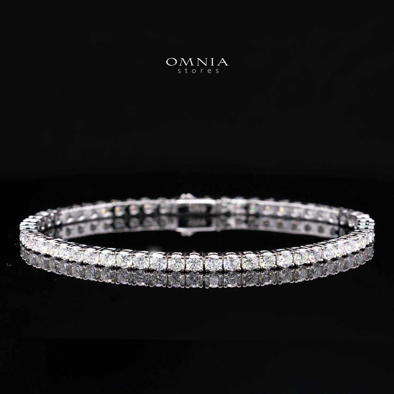 Charie Moissanite with GRA Certificate – 3mm Round Cut, Rhodium-Plated 925 Sterling Silver Tennis Bracelet