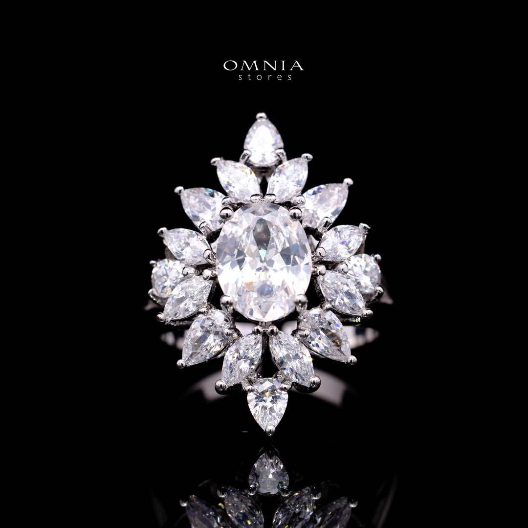 Omnia Dema White Luxury Bridal Full Set in High Quality Zircon Stone Rhodium Plated - Image 5