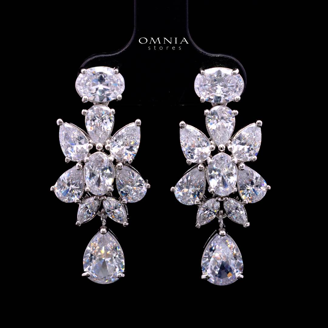 Omnia Dema White Luxury Bridal Full Set in High Quality Zircon Stone Rhodium Plated - Image 6