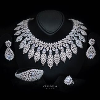 Omnia Asrar White Bridal Full Set in High Quality Zircon Stone Rhodium Plated(16cm only available in KSA)