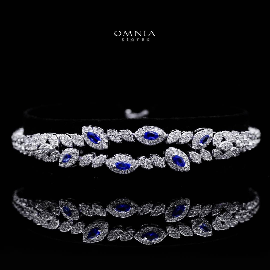 Omnia Nada Blue Bridal Full Set in High Quality Zircon Stone Rhodium Plated - Image 4