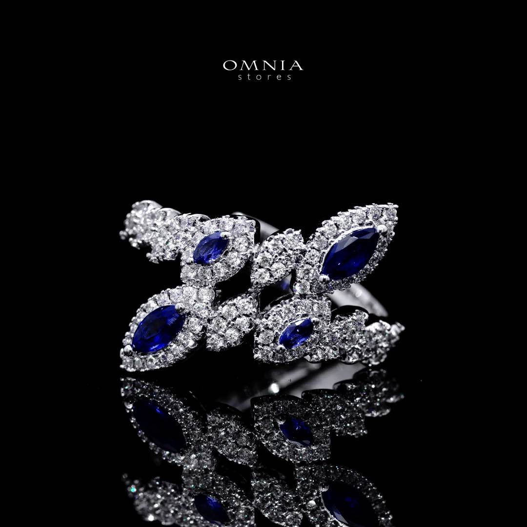 Omnia Nada Blue Bridal Full Set in High Quality Zircon Stone Rhodium Plated - Image 5