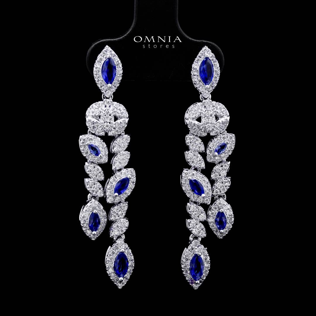 Omnia Nada Blue Bridal Full Set in High Quality Zircon Stone Rhodium Plated - Image 6