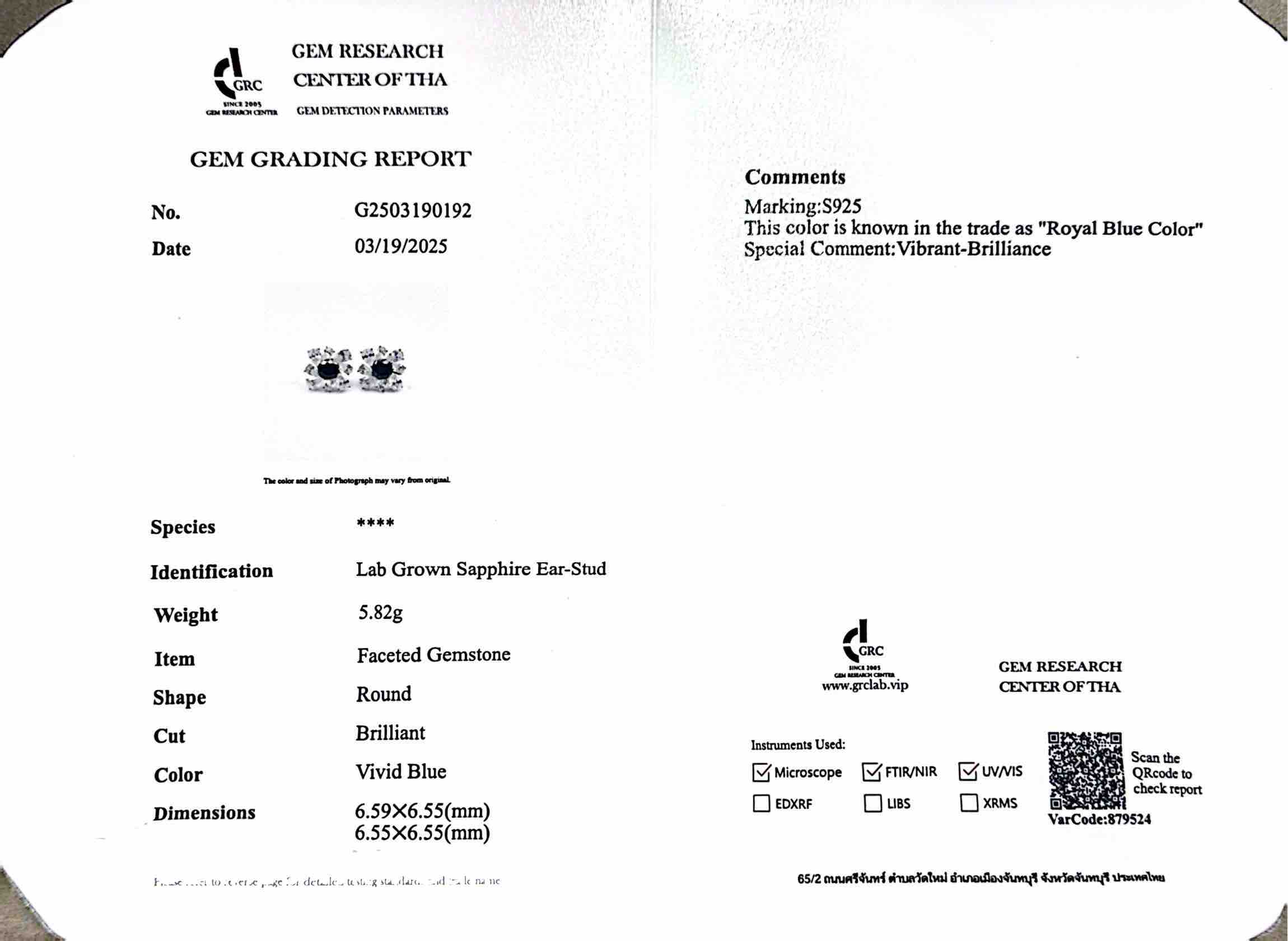 Jinan Lab Grown Sapphire Blue Stones With GRC Certified Earrings in 925 Silver - Image 6
