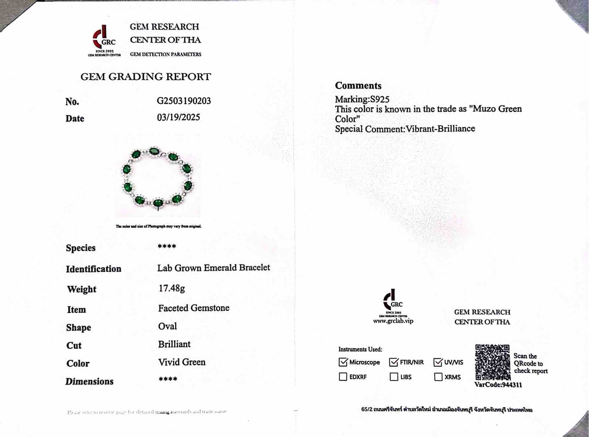 Omnia Mahasin Green Bracelet 925 Silver Certified in High Quality Lab-Grown Emerald Stone - Image 3