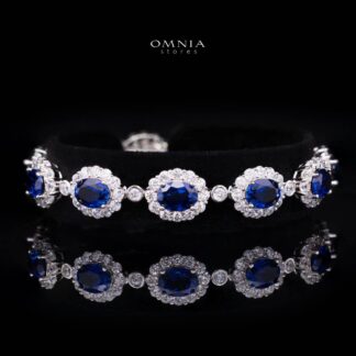 Mahasin Lab-Grown Sapphire Blue Stones With GRC Certified Bracelet in 925 Silver