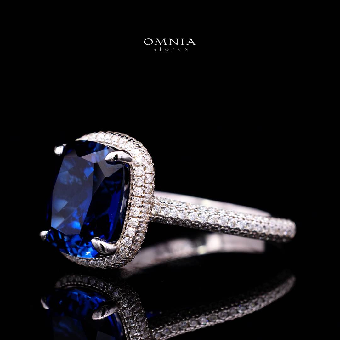 Omnia Huda Blue Ring 92.5 Silver Certified in High Quality Lab Crafted Sapphire Stone - Image 2