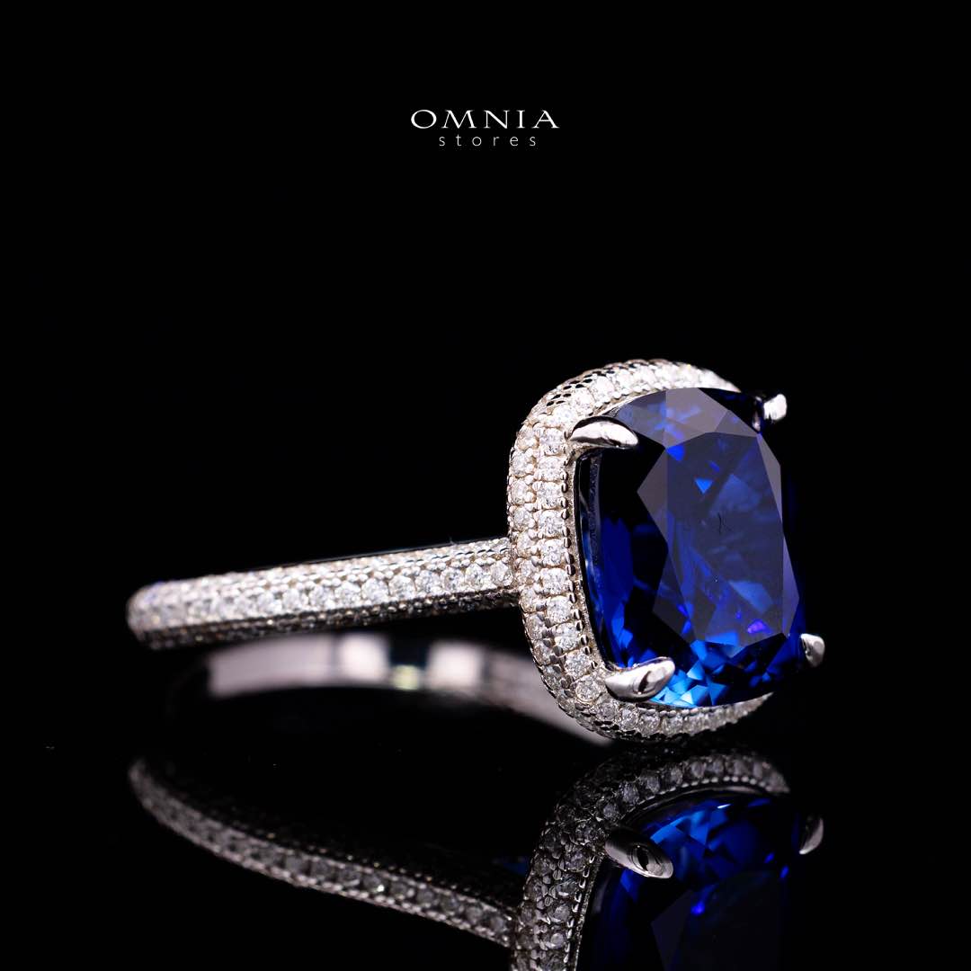 Omnia Huda Blue Ring 92.5 Silver Certified in High Quality Lab Crafted Sapphire Stone - Image 3