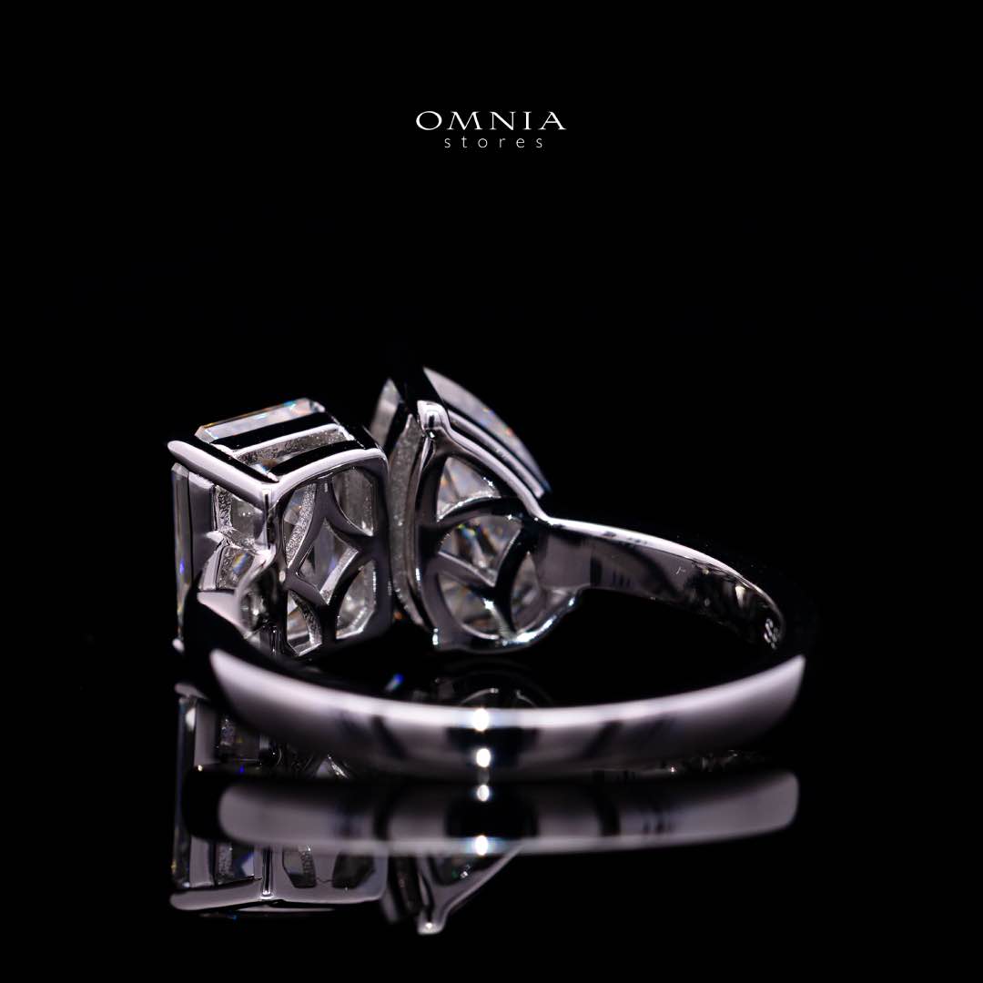 Omnia Ghaliah Toi et Moi Moissanite Ring – Certified 925 Sterling Silver Pear & Radiant Cut (GRA Certified) - Image 4