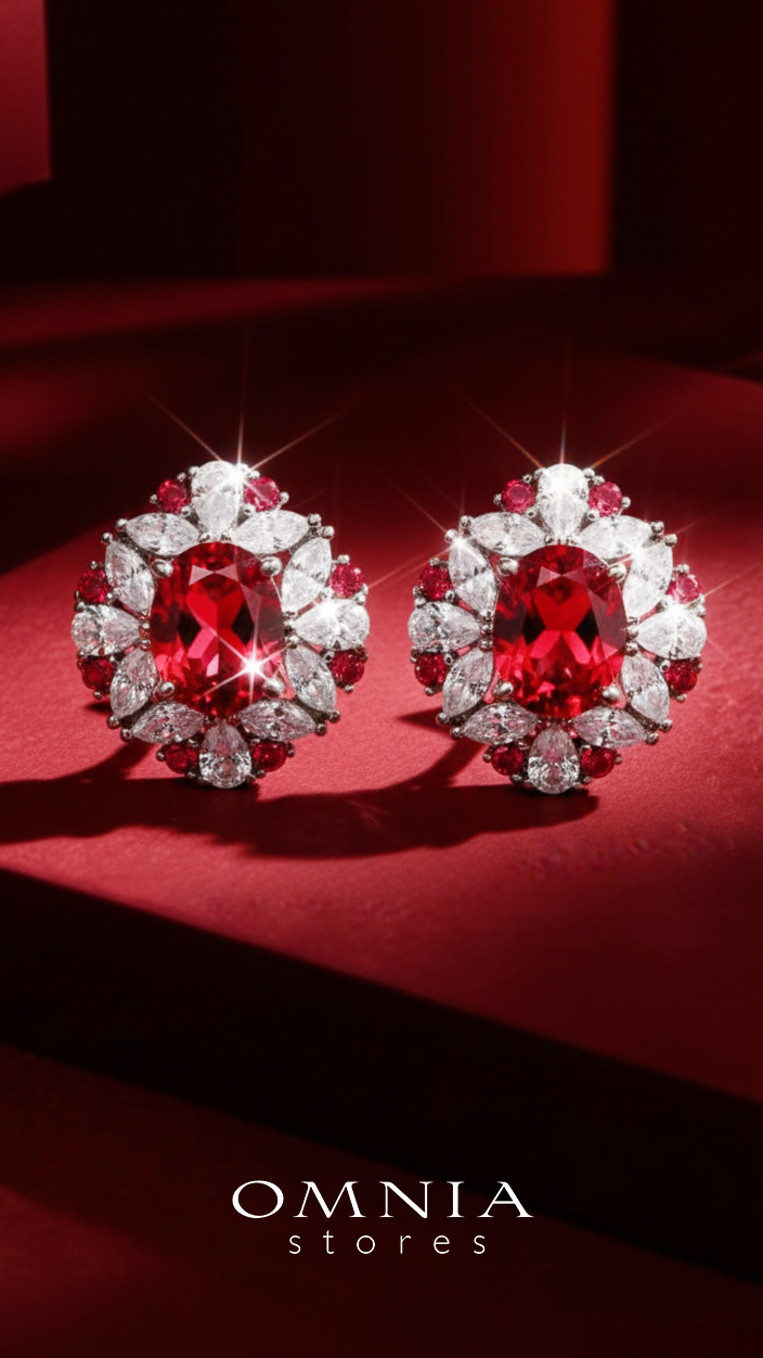 Kamilah Lab Grown Ruby Red Stones With GRC Certified Earrings in 925 Silver - Image 6
