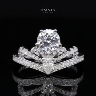 Joumana White Round Cut Ring in High Quality 925 Silver 6.5mm 1ct