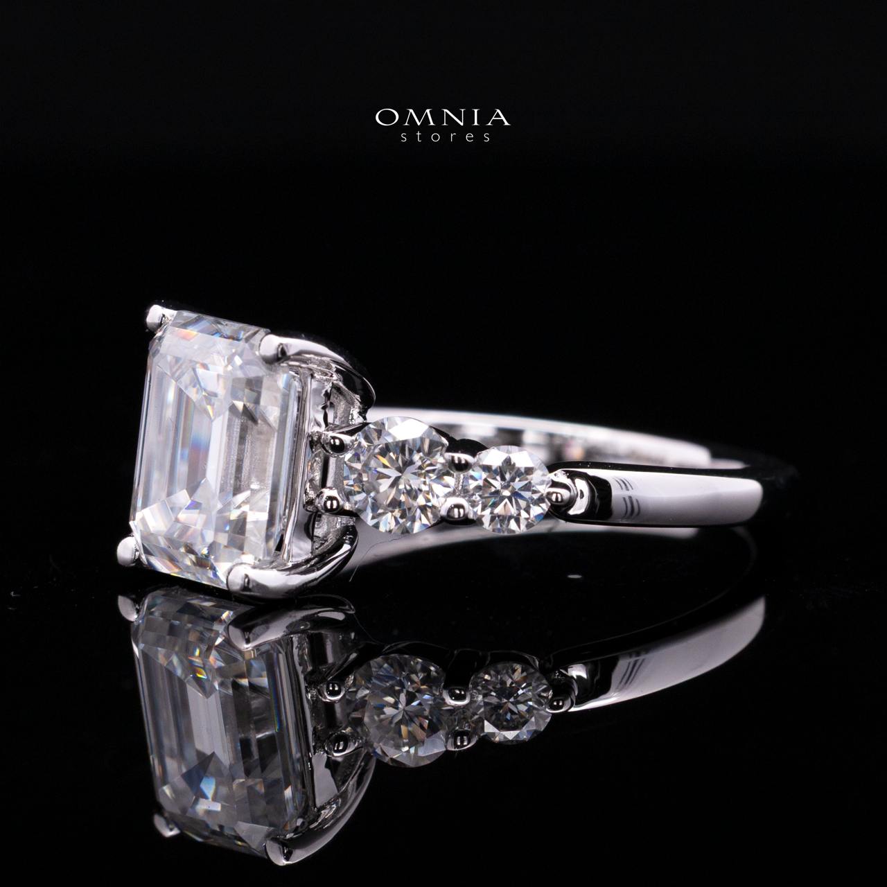 Hanifa White Moissanite Emerald Cut Ring GRA Certified in High Quality 925 Silver 7x9mm 3ct - Image 2