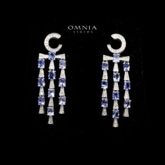 Omnia Wesal Drop Earrings In 92.5 Silver High Quality Tanzanite Stone