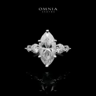 Omnia Hadiya Marquise Moissanite Ring – Certified 925 Sterling Silver Royal Cut