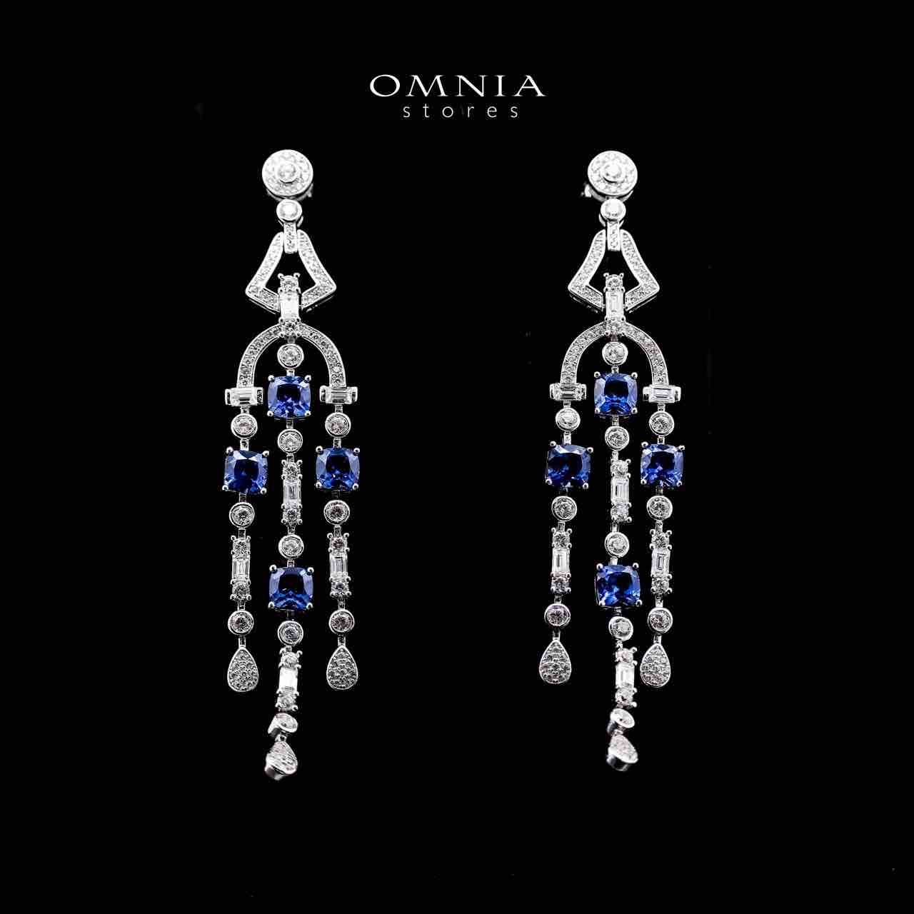 Khadija Lab Grown Sapphire Blue Stones With GRC Certified Drop Earrings in 925 Silver - Image 3