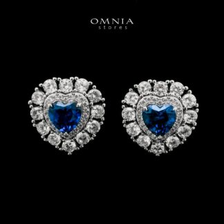 Mahasin Lab Grown Sapphire Blue Stones With GRC Certified Heart Shape Earrings in 925 Silver