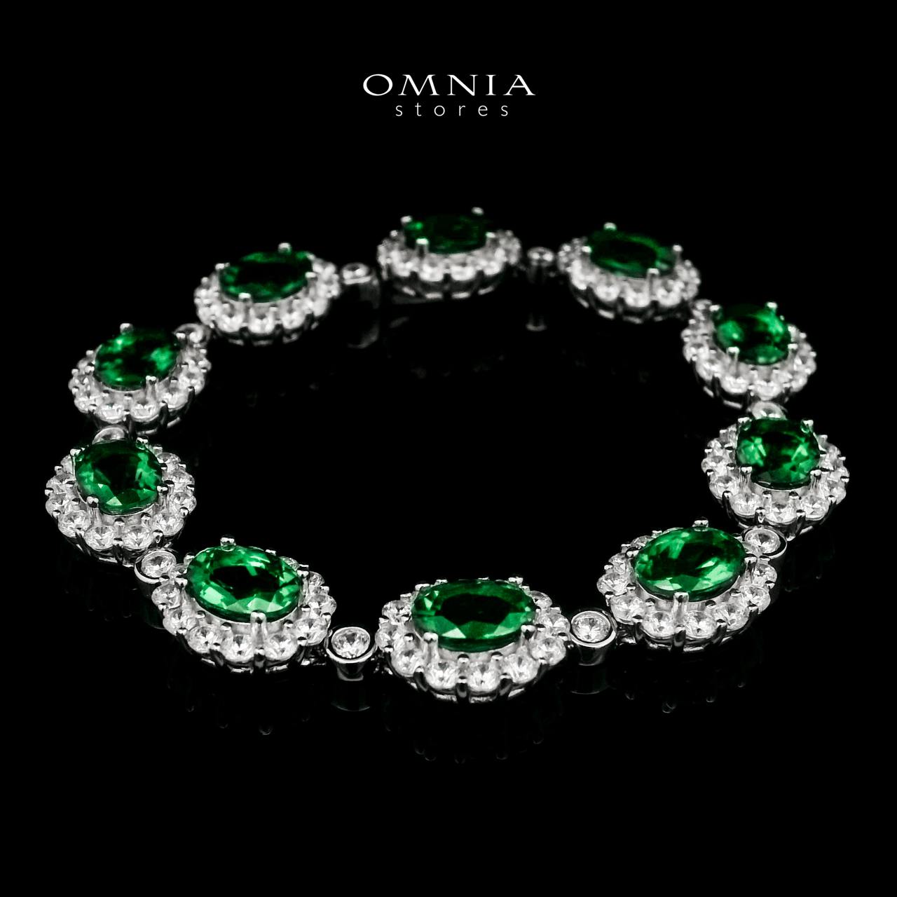 Omnia Mahasin Green Bracelet 925 Silver Certified in High Quality Lab-Grown Emerald Stone - Image 2