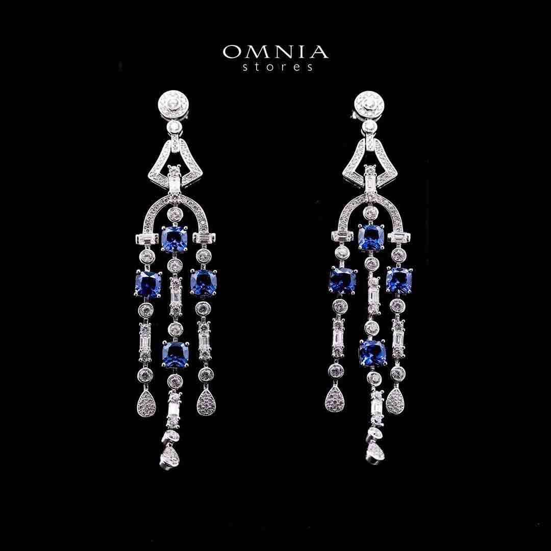 Khadija Lab Grown Sapphire Blue Stones With GRC Certified Drop Earrings in 925 Silver - Image 4