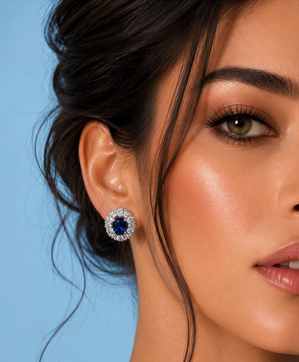 Amilah Lab Grown Sapphire Blue Stones With GRC Certifited Earrings in 925 Silver - Image 4