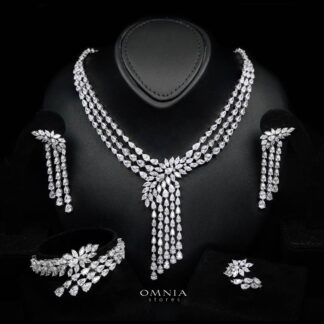 Omnia Rahaf Luxury Bridal Full Set – High-Quality Zircon & Rhodium Plated Jewelry
