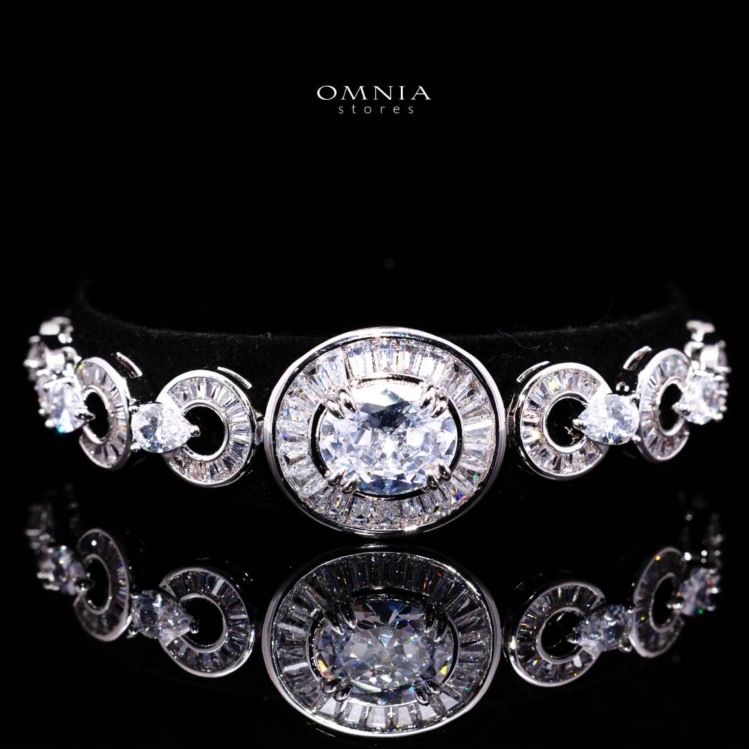 Omnia Hayah White Bridal Full Set in High Quality Zircon Stone in Rhodium Plated - Image 3