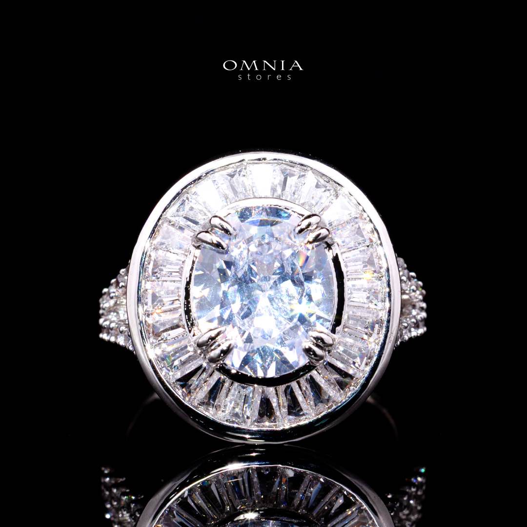 Omnia Hayah White Bridal Full Set in High Quality Zircon Stone in Rhodium Plated - Image 4