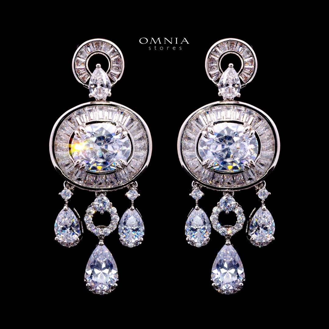 Omnia Hayah White Bridal Full Set in High Quality Zircon Stone in Rhodium Plated - Image 5