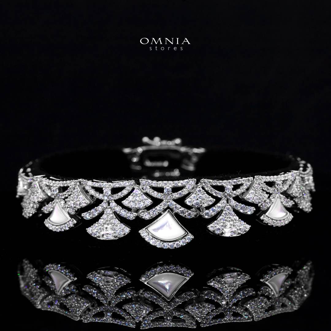 Omnia Bita White Bridal Full Set in High Quality Zircon Stone in Rhodium Plated - Image 3