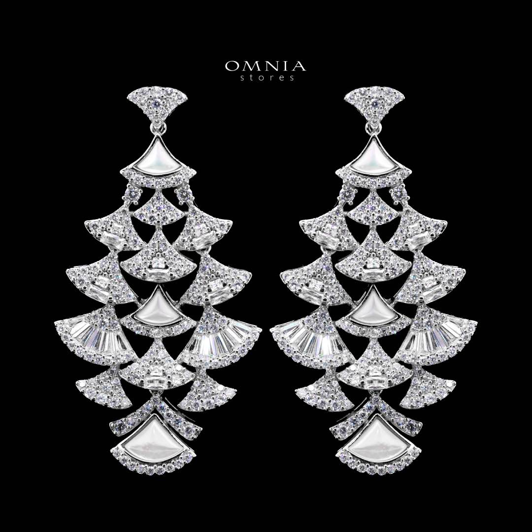 Omnia Bita White Bridal Full Set in High Quality Zircon Stone in Rhodium Plated - Image 5